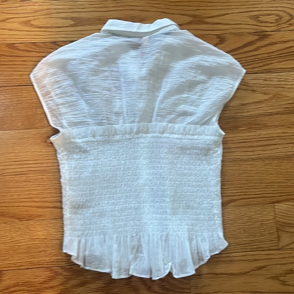 Anthropologie Pilcro Smocked Corset Blouse in White - Picture 4 of 6